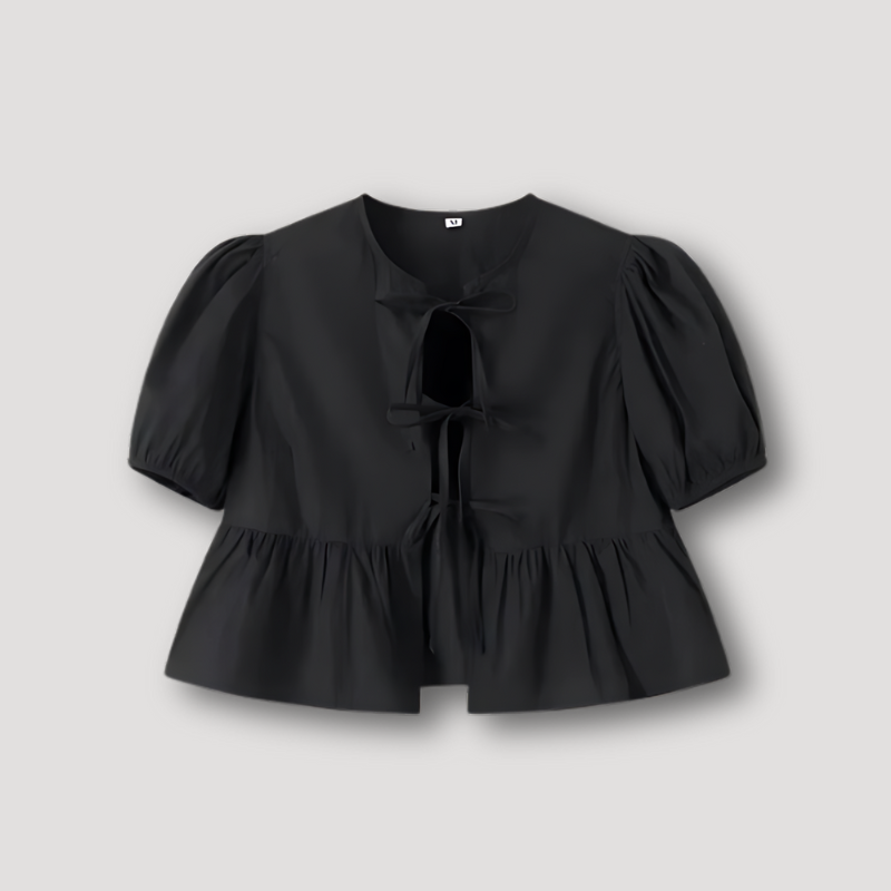 Loose Stromend Peplum Short Puff Mouw Blouse Dames