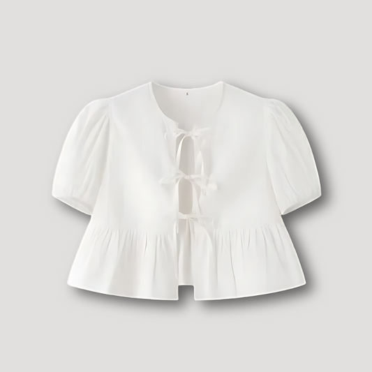 Loose Stromend Peplum Short Puff Mouw Blouse Dames