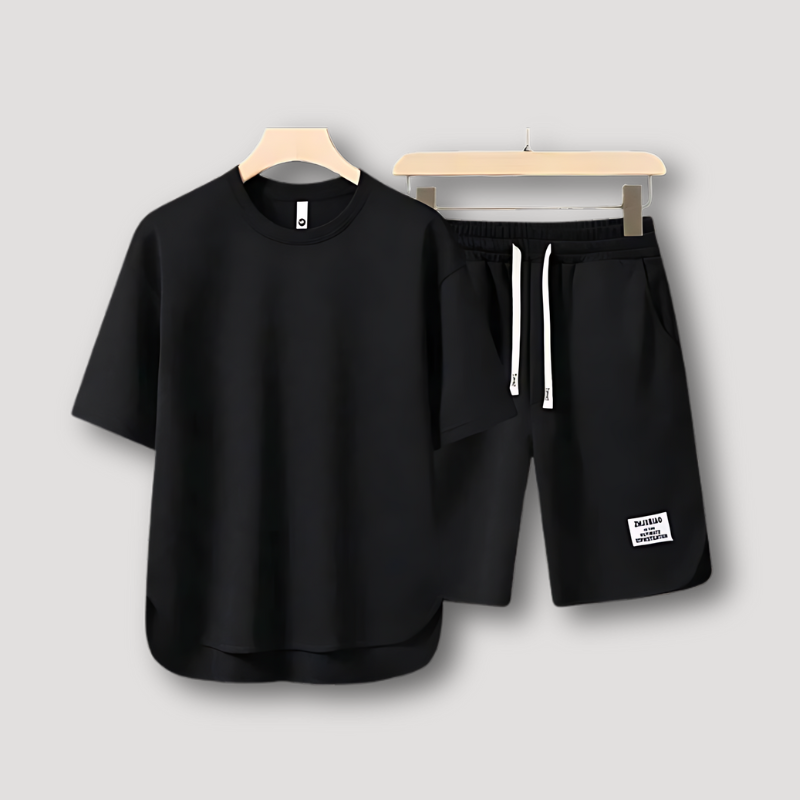 Korte Mouw T-shirt en Trekkoord Shorts Zomer Outfit Mannen