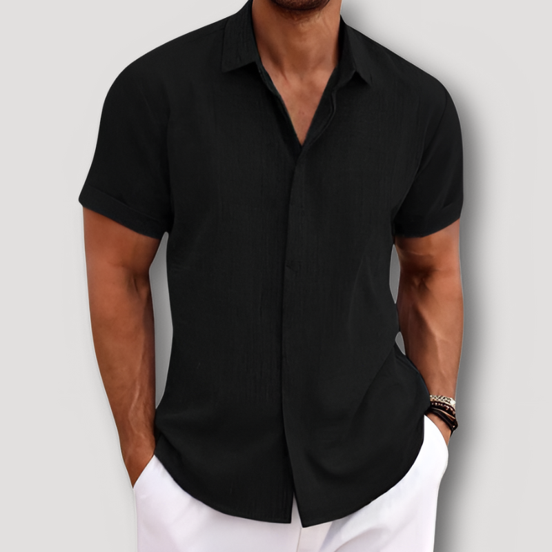 Minimalistische Casual Korte Mouw Button up Collar Shirt