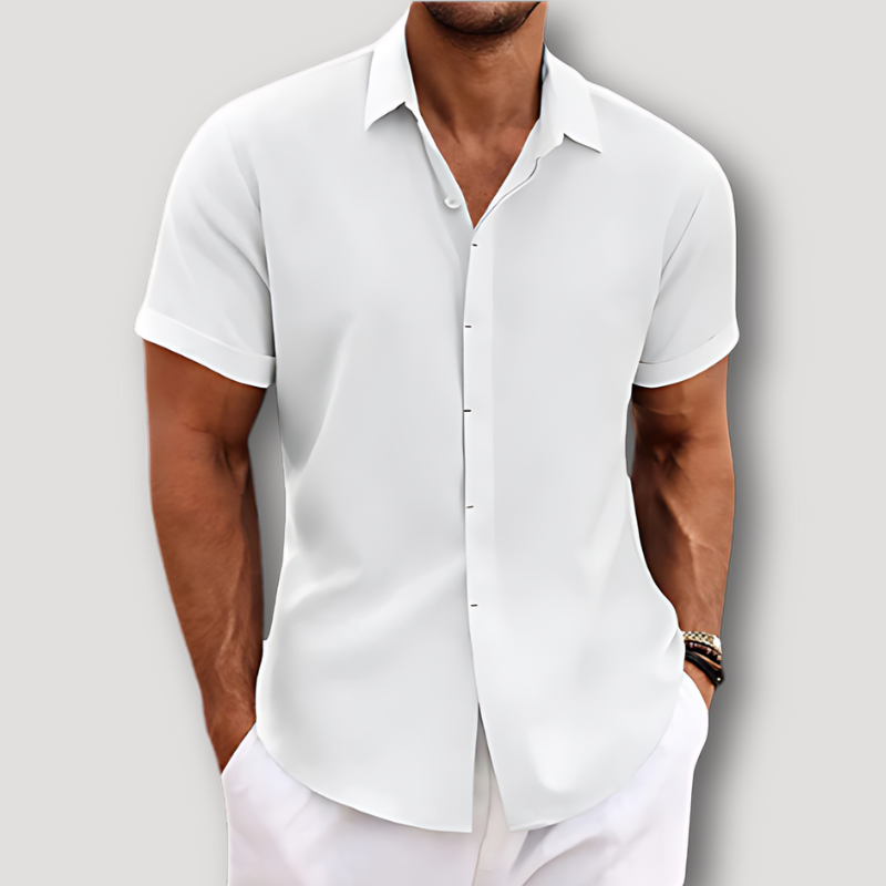 Minimalistische Casual Korte Mouw Button up Collar Shirt