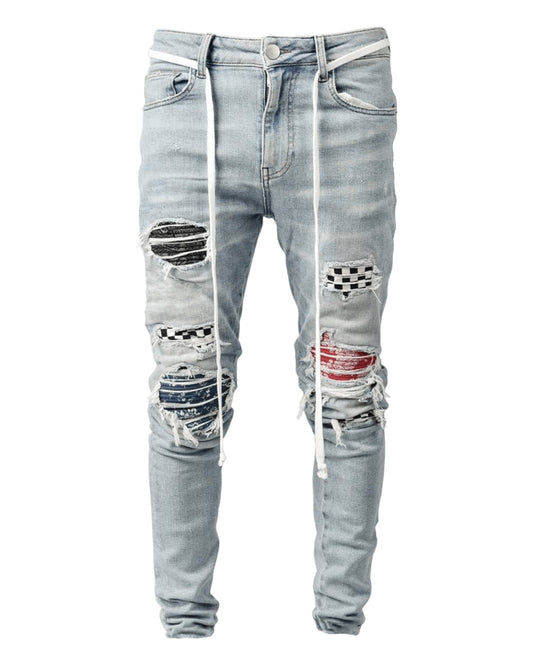 Zomer Gescheurde Jeans | Schaakpatroon