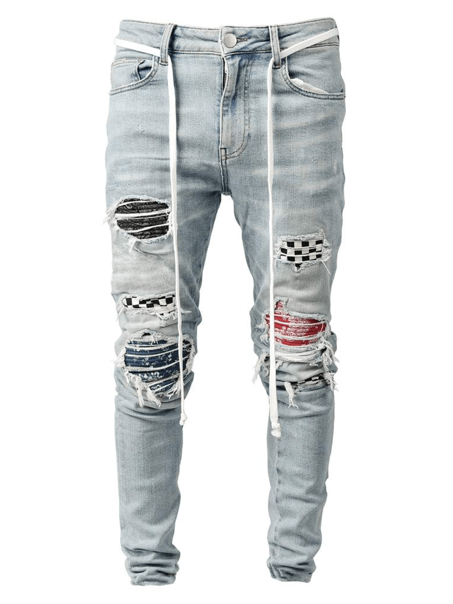 Zomer Gescheurde Jeans | Schaakpatroon