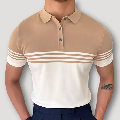 Two-tone Streep Korte Mouw Polo Shirt Heren