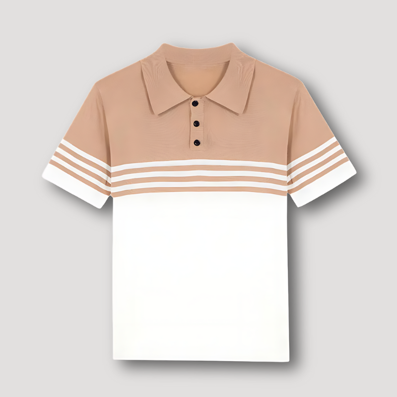 Two-tone Streep Korte Mouw Polo Shirt Heren