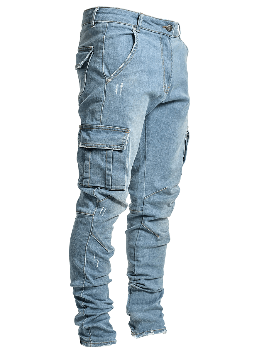 Skinny fit denim cargo broek | Light Stone