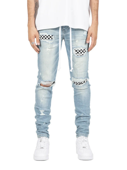 Geruite ripped jeans | skinny fit