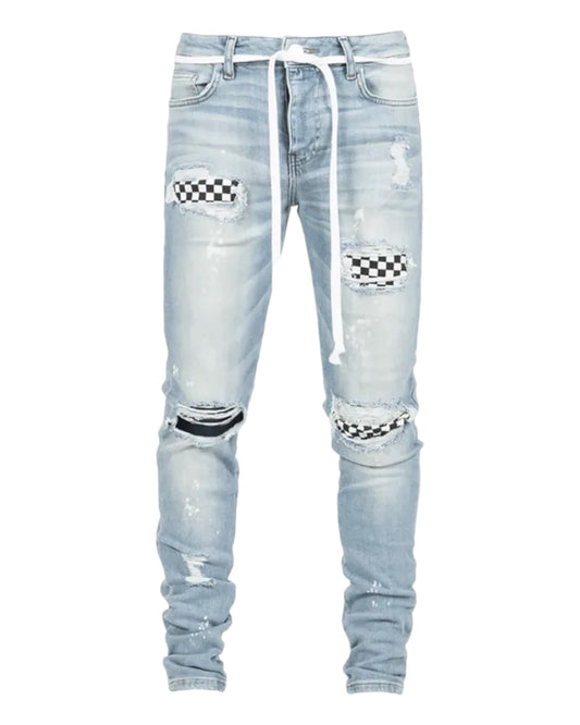 Geruite ripped jeans | skinny fit