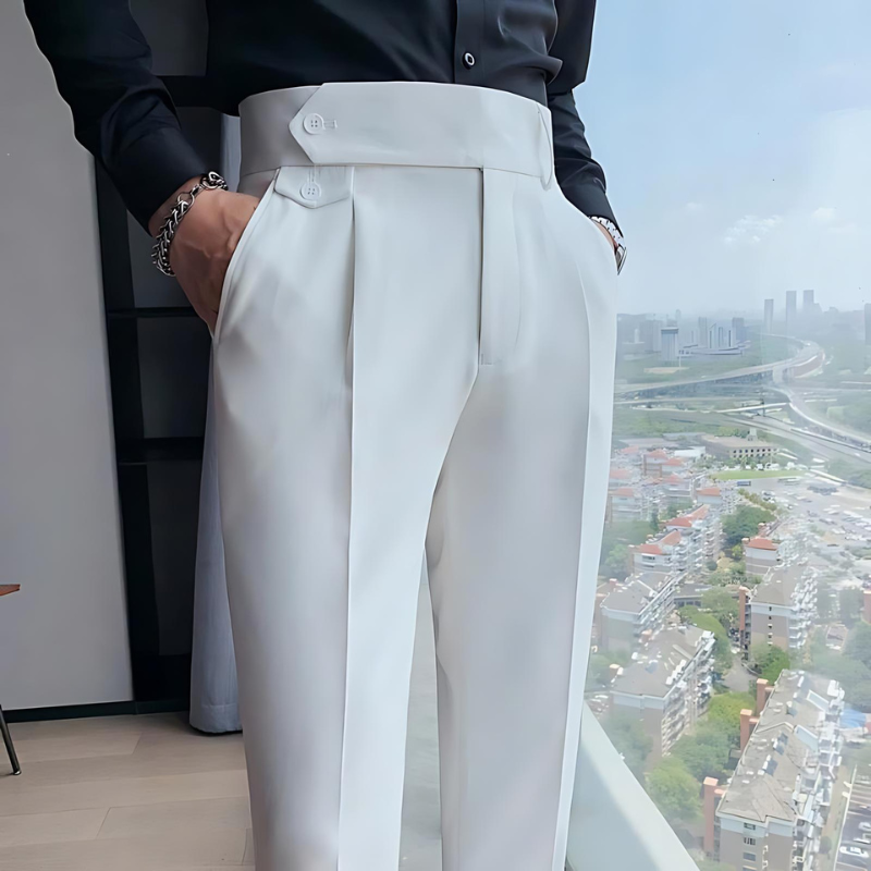 High Waist Tapered Leg Smart Casual Chino Broek