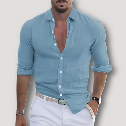 Korte Mouw Linnen Zomer Button Up Slim Fit Collar Shirt