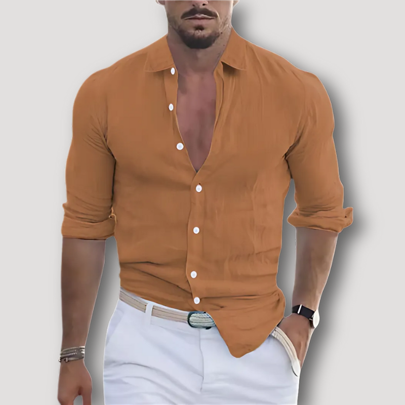 Korte Mouw Linnen Zomer Button Up Slim Fit Collar Shirt