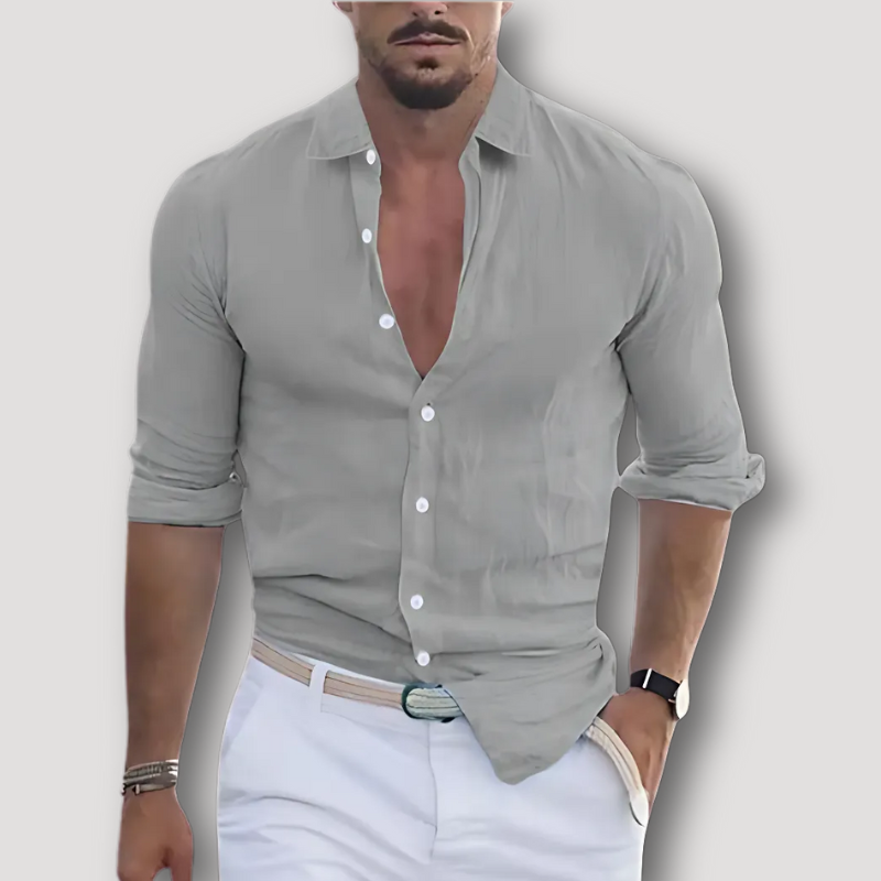 Korte Mouw Linnen Zomer Button Up Slim Fit Collar Shirt