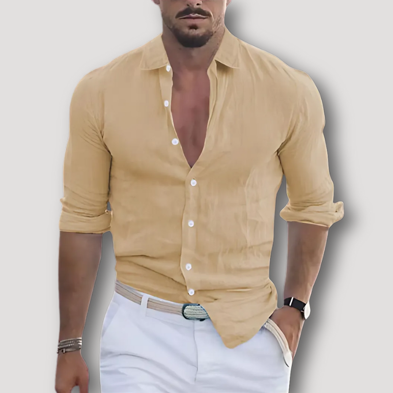 Korte Mouw Linnen Zomer Button Up Slim Fit Collar Shirt