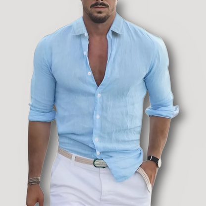 Korte Mouw Linnen Zomer Button Up Slim Fit Collar Shirt