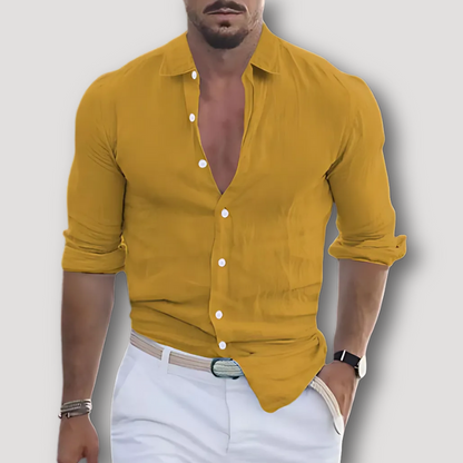 Korte Mouw Linnen Zomer Button Up Slim Fit Collar Shirt