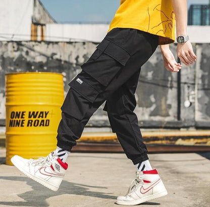 Y2K Drawstring Hiphop Cargo Pants - Baggy streetwear jogger