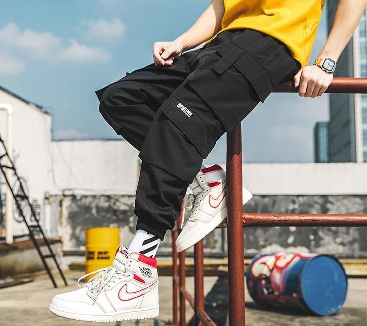 Y2K Drawstring Hiphop Cargo Pants - Baggy streetwear jogger