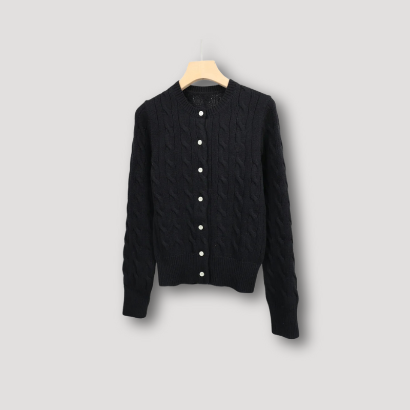 Geribbeld Cable Knit Button Up Cardigan Sweater Dames