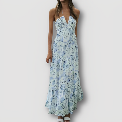 Stromend Strapless Halter Neck Tie Boho Maxi Jurk