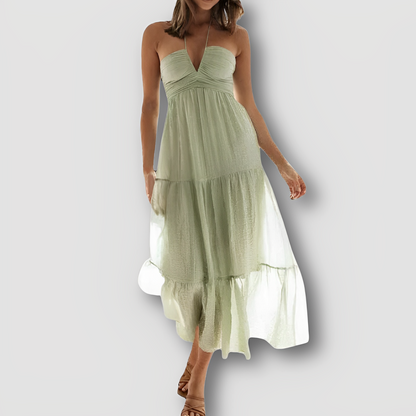 Stromend Strapless Halter Neck Tie Boho Maxi Jurk