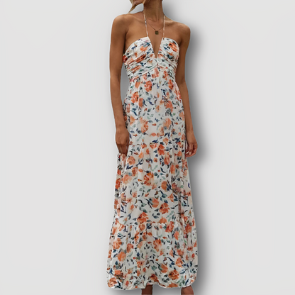 Stromend Strapless Halter Neck Tie Boho Maxi Jurk