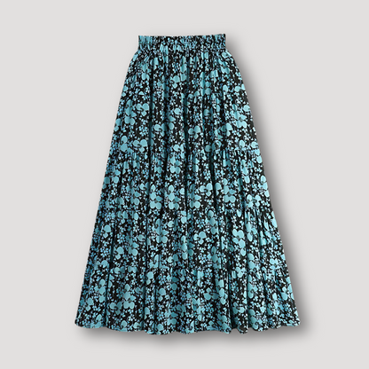 Ruffled Seams Lange Vloeiend Bloemig Summer Skirt