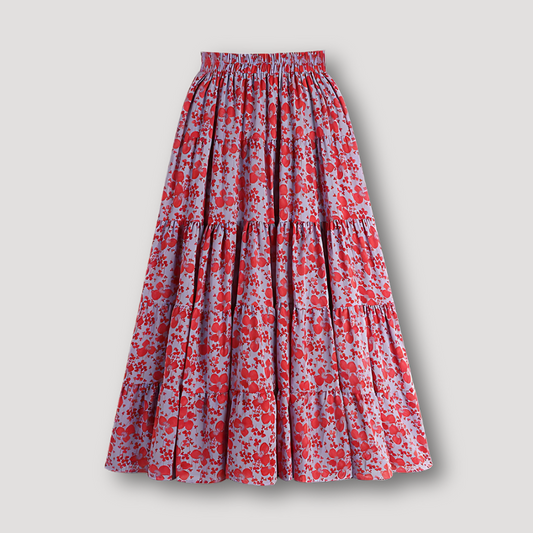 Ruffled Seams Lange Vloeiend Bloemig Summer Skirt