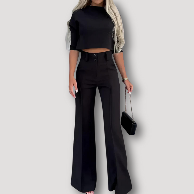 Crop Top Hoge Hals Boxy Fit High Waisted Wide Leg Twin Set