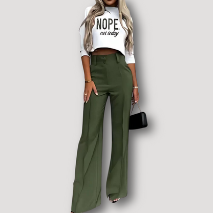 Crop Top Hoge Hals Boxy Fit High Waisted Wide Leg Twin Set