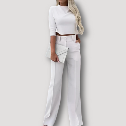 Crop Top Hoge Hals Boxy Fit High Waisted Wide Leg Twin Set