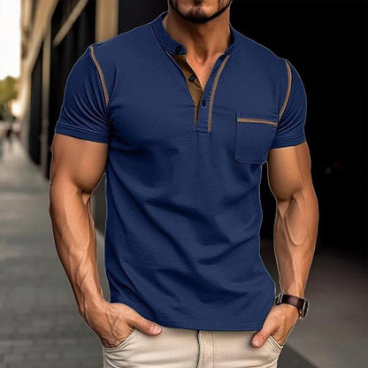 Goedkoop Henley shirt met zomerkraag