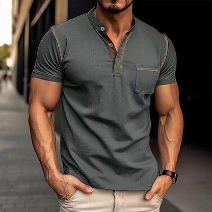 Goedkoop Henley shirt met zomerkraag