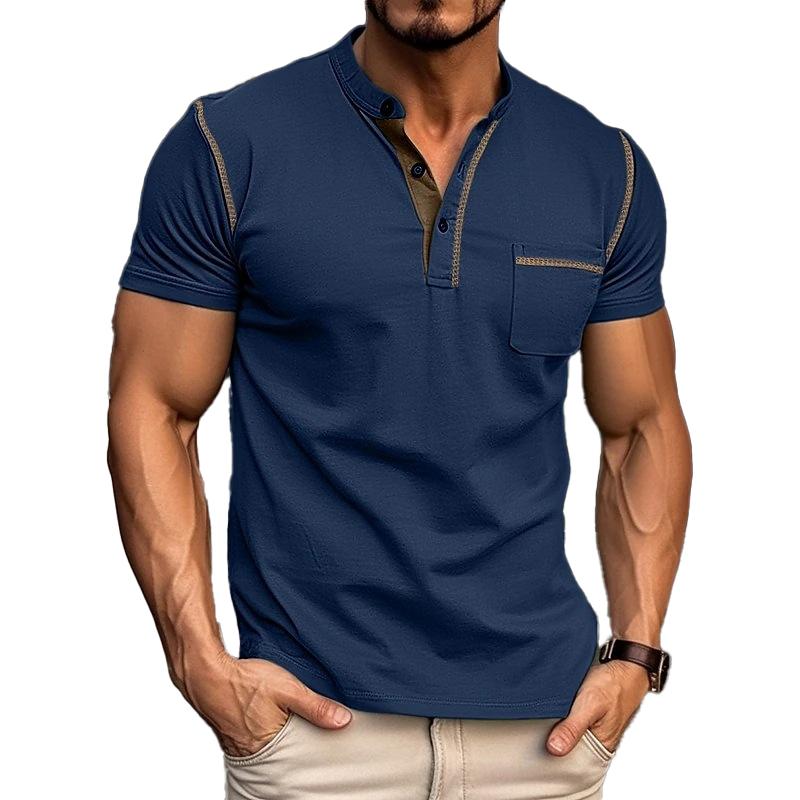 Goedkoop Henley shirt met zomerkraag