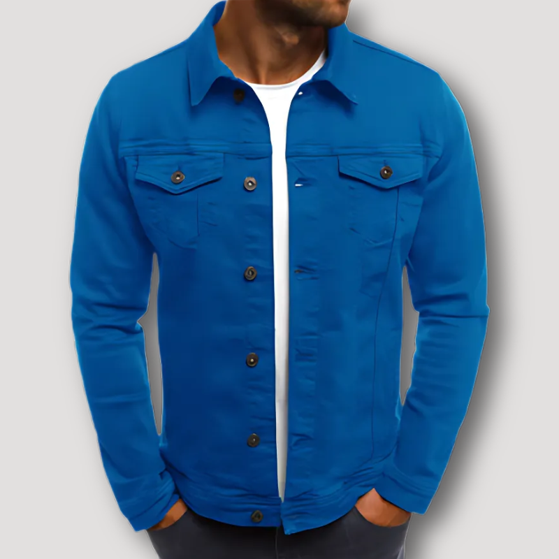 Button Up Klassiek Slim Fit Collar Denim Jas Heren