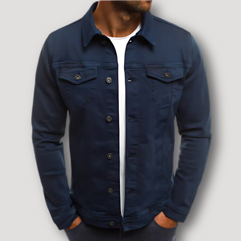 Button Up Klassiek Slim Fit Collar Denim Jas Heren