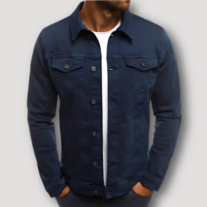 Button Up Klassiek Slim Fit Collar Denim Jas Heren