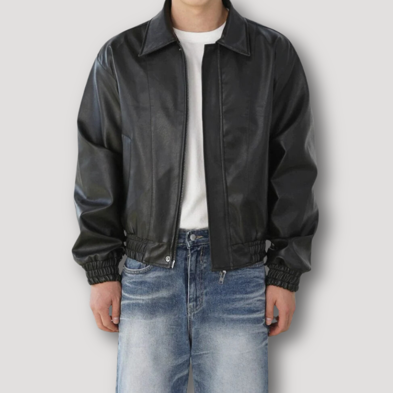 Vintage Zip Up Leren Motorjas