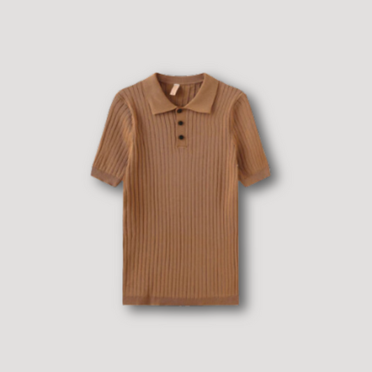 Klassiek Ribgebreid Korte Mouwen Polo Shirt