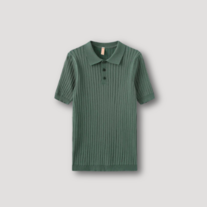 Klassiek Ribgebreid Korte Mouwen Polo Shirt