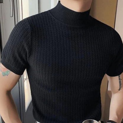 Gebreid Turtleneck Slim Fit Korte Mouwen Shirt