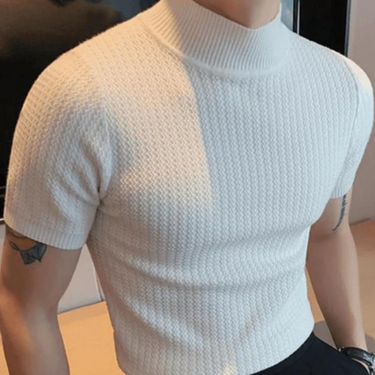 Gebreid Turtleneck Slim Fit Korte Mouwen Shirt