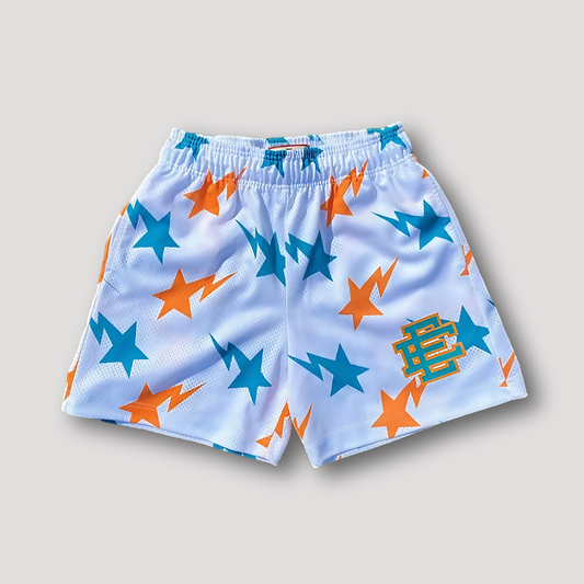 Star Lightning Bolt Grafisch Prints Sportief Mesh Shorts