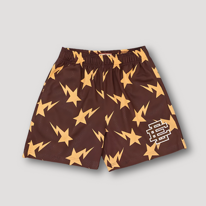 Star Lightning Bolt Grafisch Prints Sportief Mesh Shorts