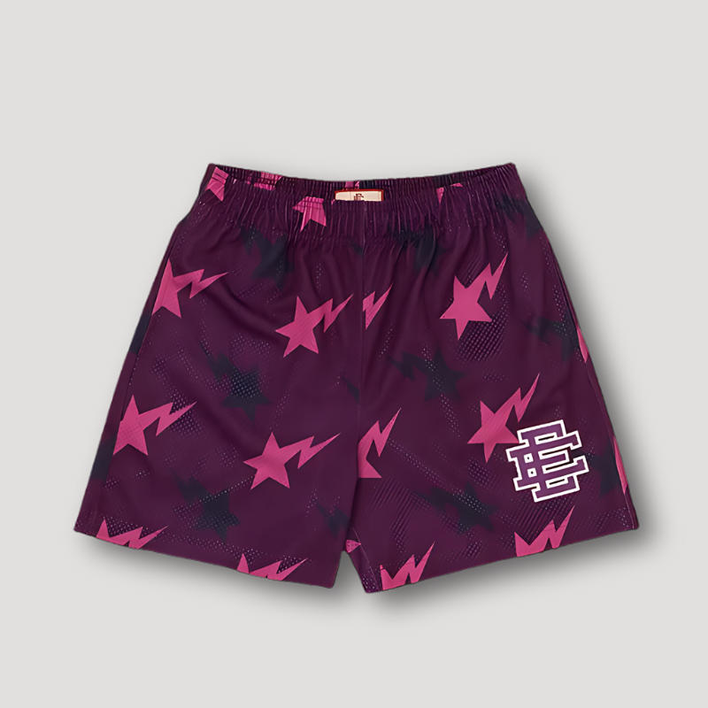 Star Lightning Bolt Grafisch Prints Sportief Mesh Shorts