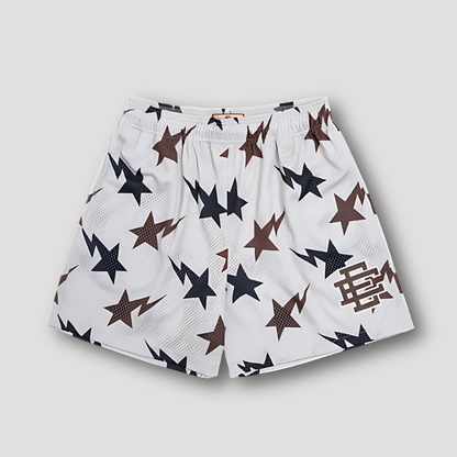 Star Lightning Bolt Grafisch Prints Sportief Mesh Shorts