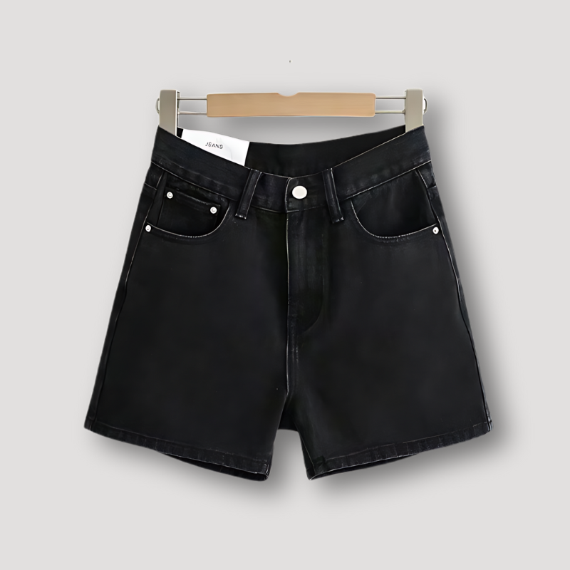 HighWaisted Straight Leg Klassiek Denim Shorts