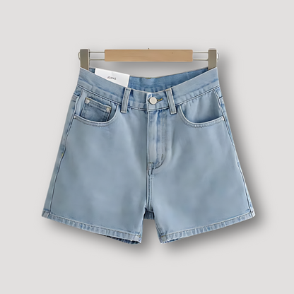 HighWaisted Straight Leg Klassiek Denim Shorts