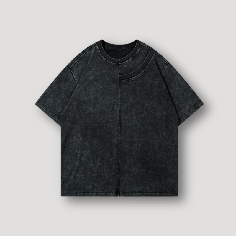 Asymmetrische Halslijn Boxy Fit Korte Mouw T Shirt Mannen