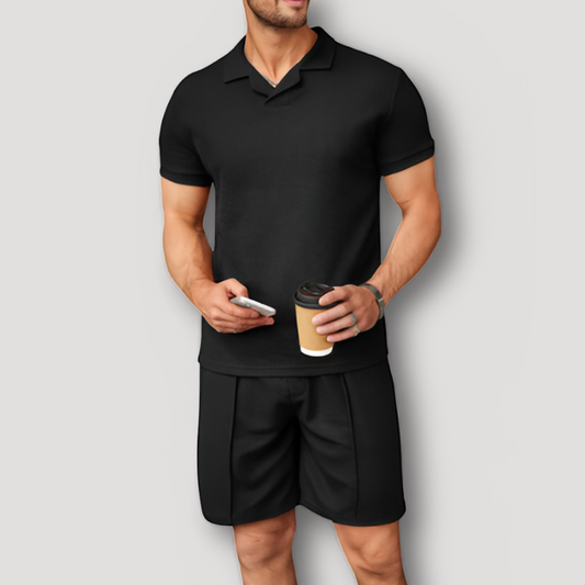 Korte Mouw Polo Shirt en Matching Shorts Zomer Outfit Mannen