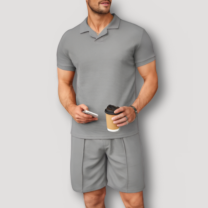 Korte Mouw Polo Shirt en Matching Shorts Zomer Outfit Mannen